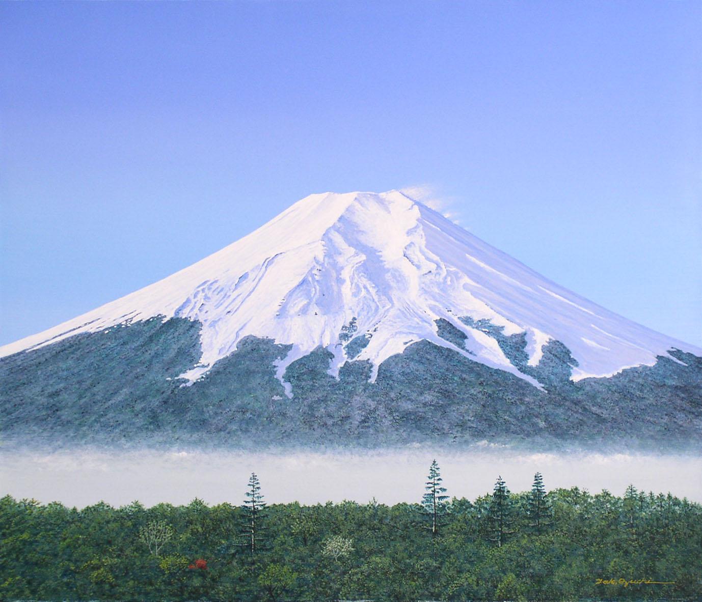 クリスマスSALE 大槌隆　油彩　富士山　正月かざり　縁起物 Amazon.co.jp: 縁起画 富士山絵画 油絵 風景画 赤富士 P1 12号 令和6