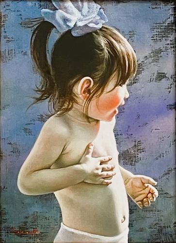藤岡心象　ずっと好き　少女と子猫の絵画 少女とネコ | ｜正光画廊